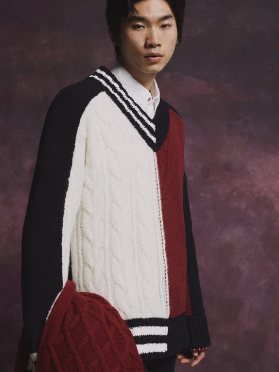 سماء الصحراء Tommy Hilfiger جمع أيقونة العلم محبوك لعبة الكريكيت البلوز 44644710