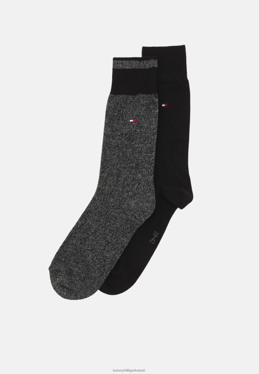 أسود Tommy Hilfiger جوارب مولين موسمية للرجال، عبوة من قطعتين 446447165