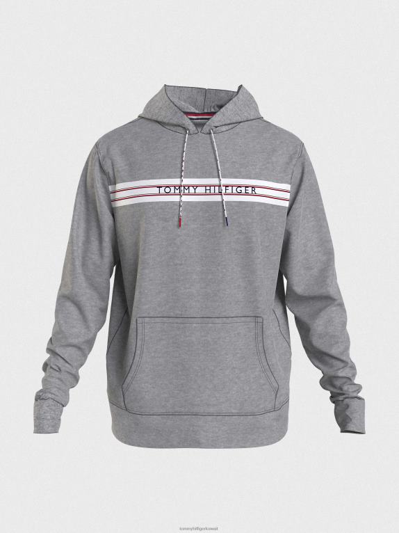 هيذر رمادي فاتح Tommy Hilfiger هوديي بشريط التوقيع 44644717
