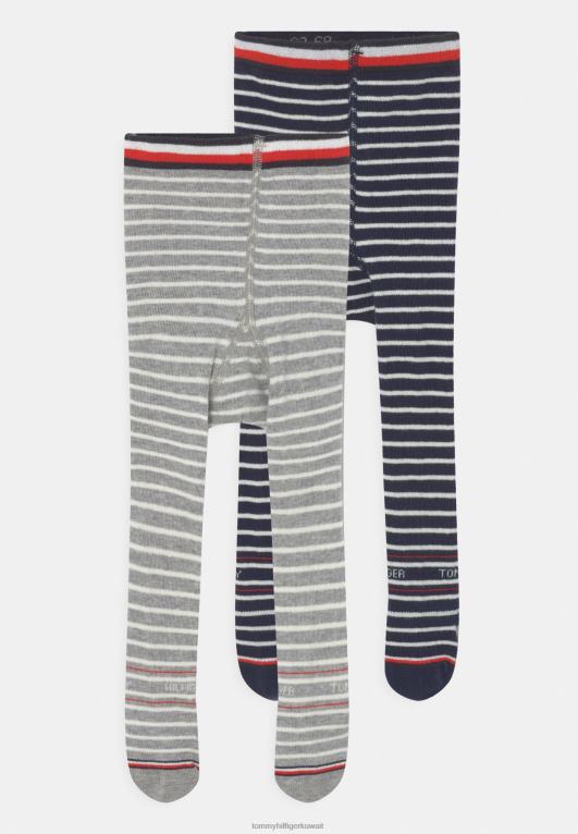 رمادي Tommy Hilfiger جوارب طويلة ضيقة للأطفال للجنسين مكونة من قطعتين 446447178