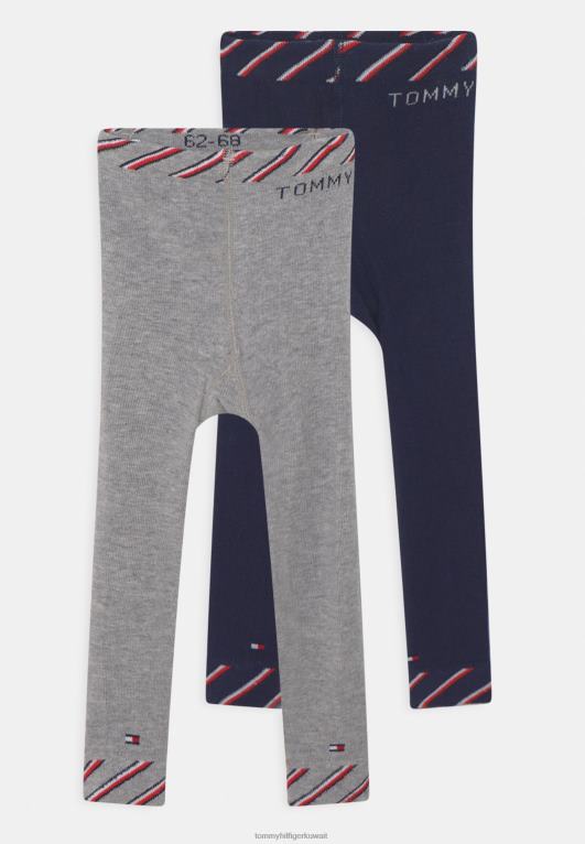 مزيج الرمادي Tommy Hilfiger جوارب أطفال مخططة عالمية للجنسين مكونة من قطعتين 446447179
