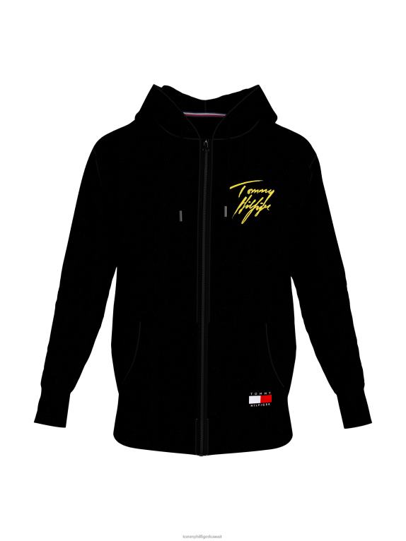 أسود Tommy Hilfiger هوديي بسحاب وشعار الماركة 44644719