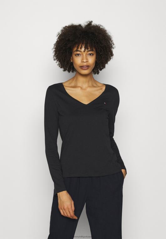 أسود Tommy Hilfiger بلوزة كلاسيكية بأكمام طويلة 446447196