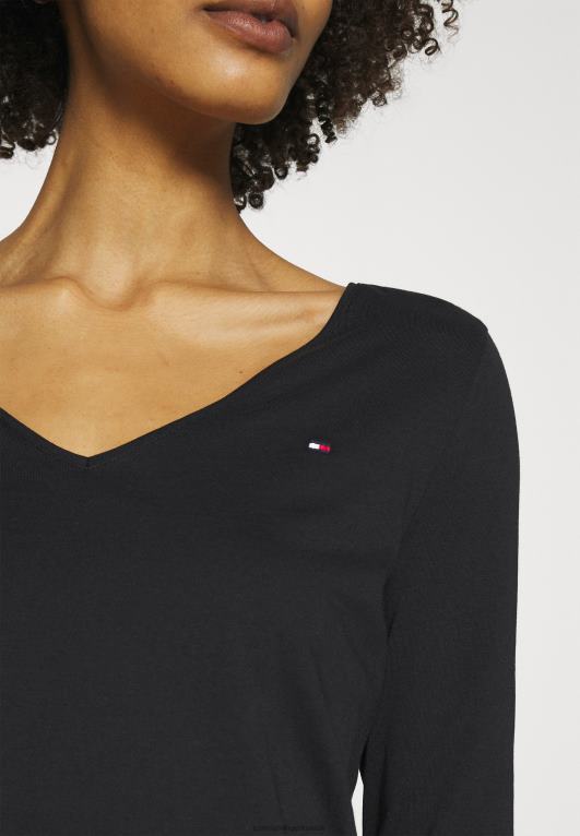 أسود Tommy Hilfiger بلوزة كلاسيكية بأكمام طويلة 446447196