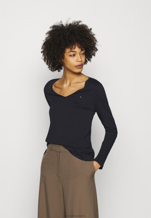 أزرق Tommy Hilfiger بلوزة كلاسيكية بأكمام طويلة 446447210