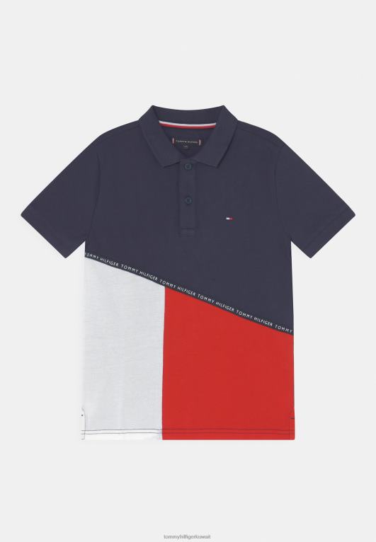 البحرية الشفق Tommy Hilfiger قميص بولو ملون قطري 446447223