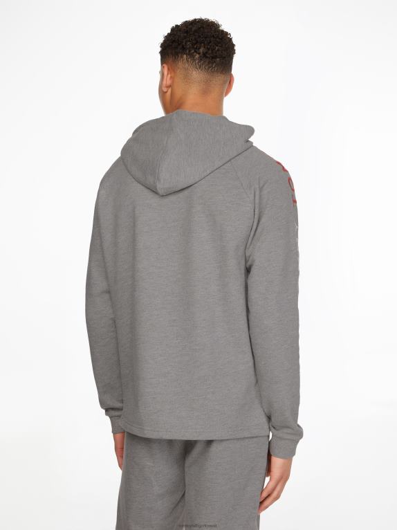 هيذر رمادي متوسط Tommy Hilfiger هودي بأكمام مطرزة بشعار الماركة 44644722