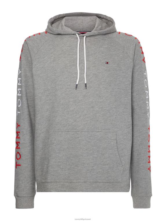 هيذر رمادي متوسط Tommy Hilfiger هودي بأكمام مطرزة بشعار الماركة 44644722