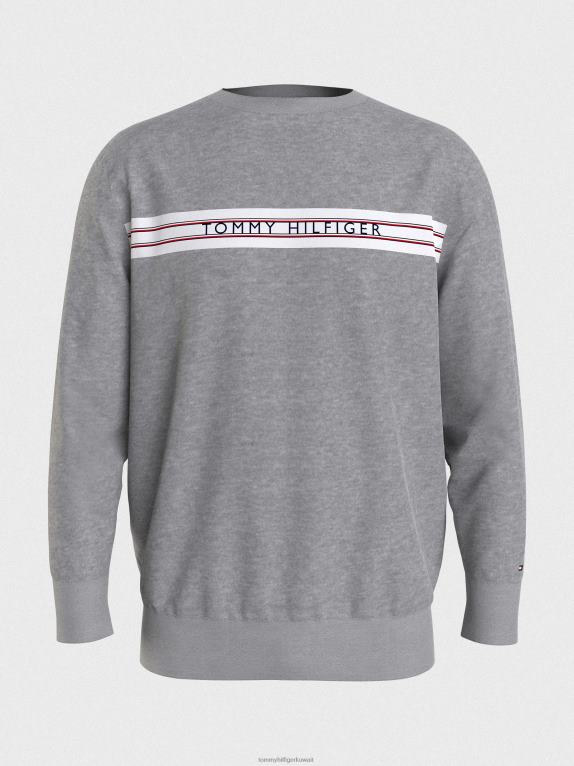 هيذر رمادي فاتح Tommy Hilfiger قميص من النوع الثقيل المسار الشريط التوقيع 44644725