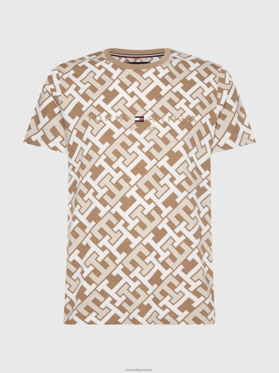 الجانب الريفي الكاكي Tommy Hilfiger تي شيرت بقصة ضيقة ومونوجرام 44644726