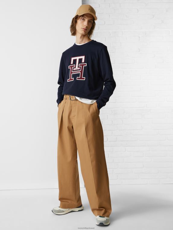 سماء الصحراء Tommy Hilfiger تيشيرت بأكمام طويلة وأبليكة مونوغرام 44644727