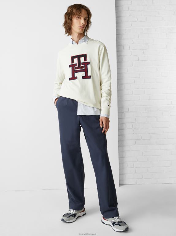 عاج Tommy Hilfiger تيشيرت بأكمام طويلة وأبليكة مونوغرام 44644734