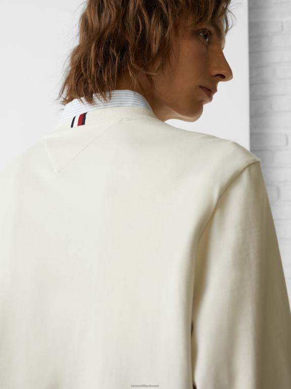 عاج Tommy Hilfiger تيشيرت بأكمام طويلة وأبليكة مونوغرام 44644734