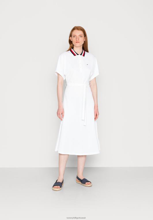 البصرية الأبيض Tommy Hilfiger فستان ميدي بولو فستان النهار 446447352