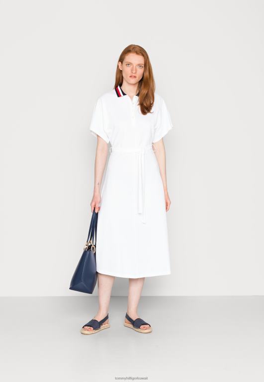 البصرية الأبيض Tommy Hilfiger فستان ميدي بولو فستان النهار 446447352