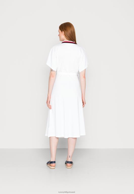 البصرية الأبيض Tommy Hilfiger فستان ميدي بولو فستان النهار 446447352