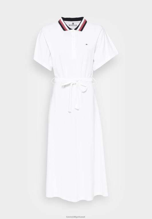 البصرية الأبيض Tommy Hilfiger فستان ميدي بولو فستان النهار 446447352