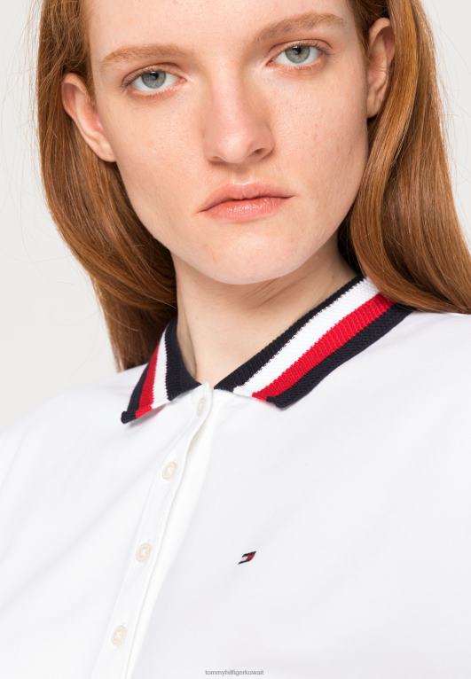 البصرية الأبيض Tommy Hilfiger فستان ميدي بولو فستان النهار 446447352