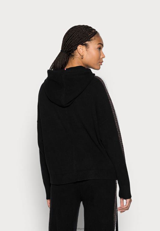 أسود Tommy Hilfiger سترة هوديي مرنة ومريحة 446447361