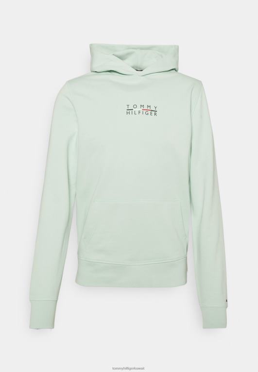 جوهر النعناع Tommy Hilfiger كنزة بغطاء رأس وشعار مربع 446447376