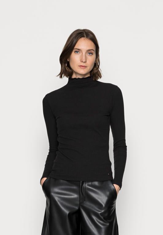 أسود Tommy Hilfiger نحيل عالية بأكمام طويلة أعلى 446447394