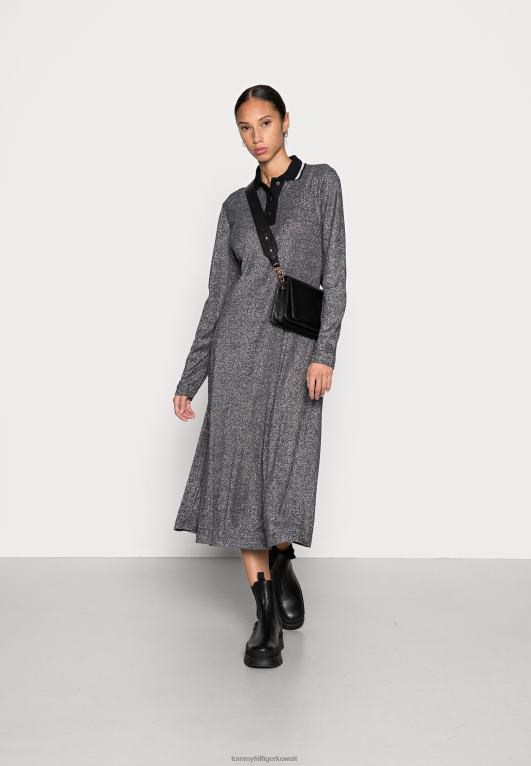 أسود Tommy Hilfiger فستان ميدي بولو فستان جيرسي 446447443