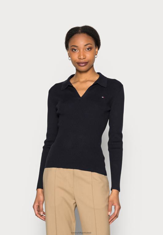 سماء الصحراء Tommy Hilfiger سترة نحيفة ذات رقبة مفتوحة 446447450