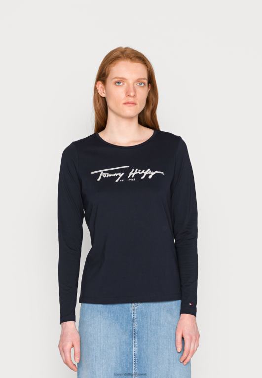 سماء الصحراء/ الكتابة البيضاء Tommy Hilfiger بوبو بلوزة عادية بأكمام طويلة 446447463