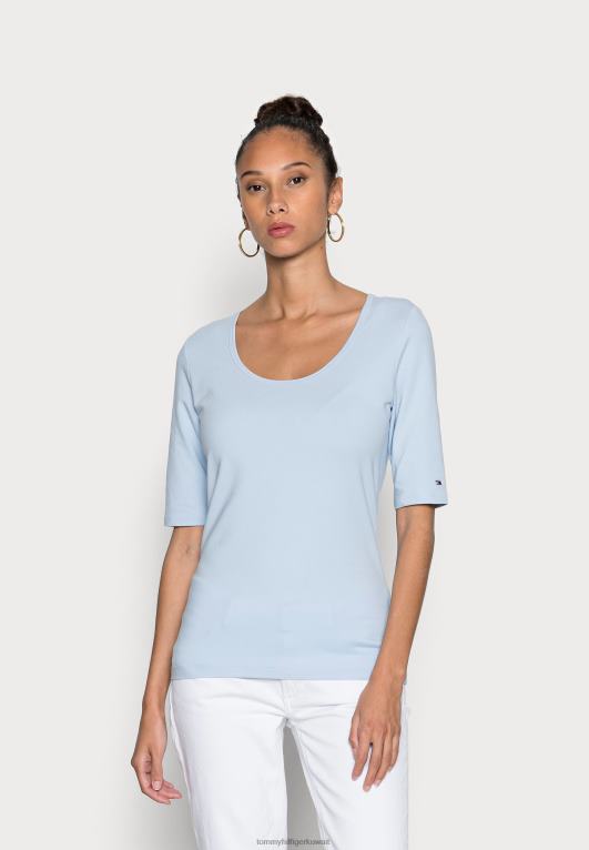 أزرق منسم Tommy Hilfiger تي شيرت أساسي ذو مغرفة رفيعة 446447488