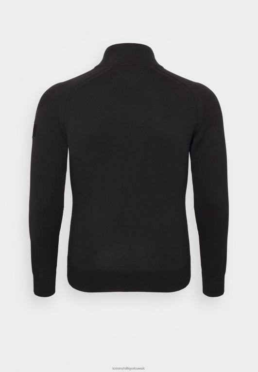 أسود Tommy Hilfiger سترة وهمية بسحاب مخطط عالمي 446447505