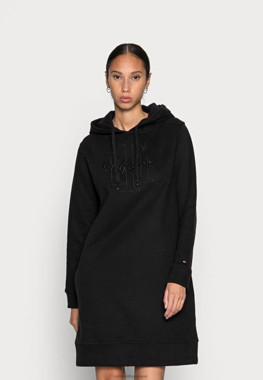 أسود Tommy Hilfiger فستان بقلنسوة نصي فستان نهاري 446447507