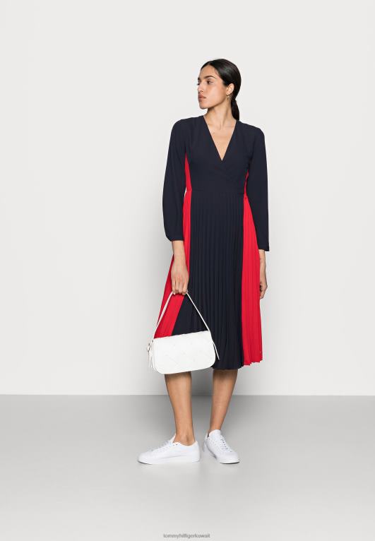 أزرق Tommy Hilfiger فستان ميدي بلوك السوائل فستان نهاري 446447514