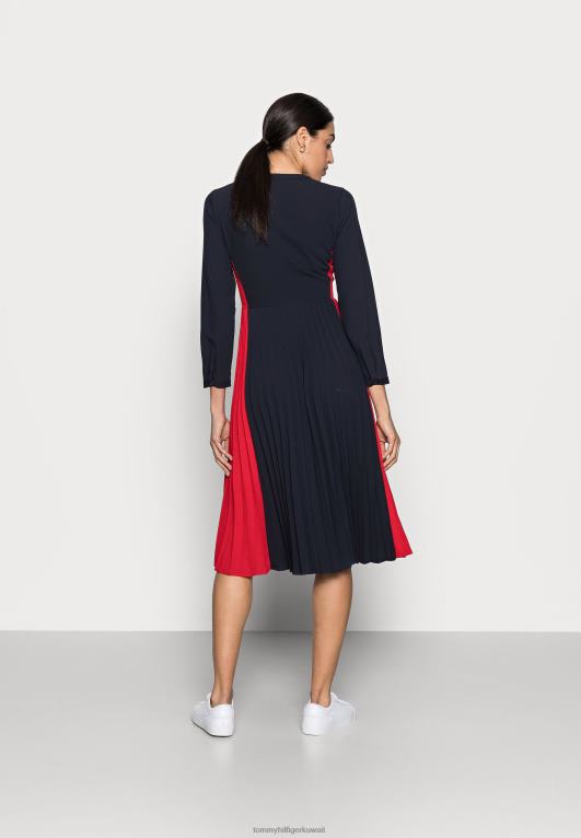 أزرق Tommy Hilfiger فستان ميدي بلوك السوائل فستان نهاري 446447514