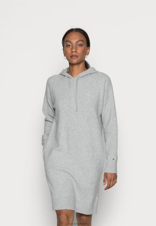 هيذر رمادي فاتح Tommy Hilfiger فستان مرن للركبة بغطاء للرأس 446447525