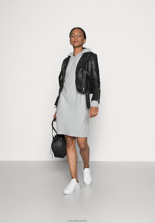 هيذر رمادي فاتح Tommy Hilfiger فستان مرن للركبة بغطاء للرأس 446447525