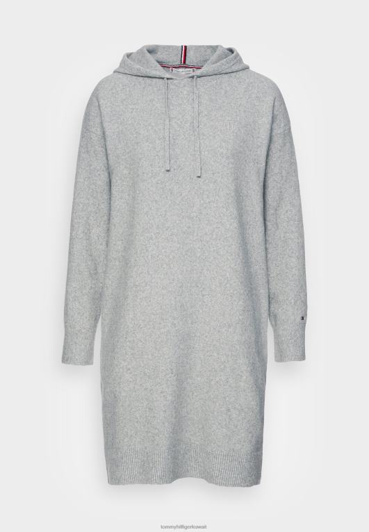 هيذر رمادي فاتح Tommy Hilfiger فستان مرن للركبة بغطاء للرأس 446447525