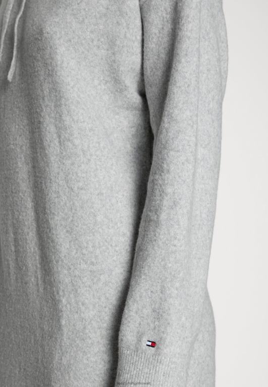 هيذر رمادي فاتح Tommy Hilfiger فستان مرن للركبة بغطاء للرأس 446447525