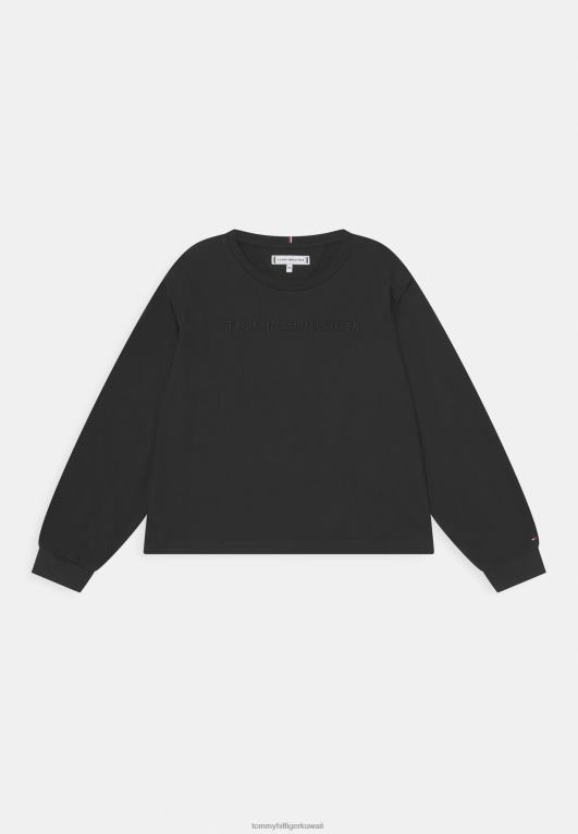 أسود Tommy Hilfiger شعار واعي أساسي بأكمام طويلة 446447554