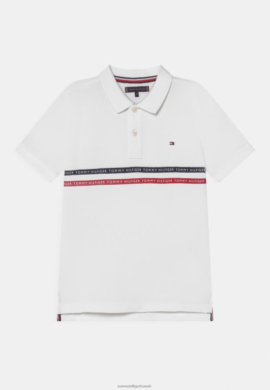 أبيض Tommy Hilfiger قميص بولو الشريط 446447564