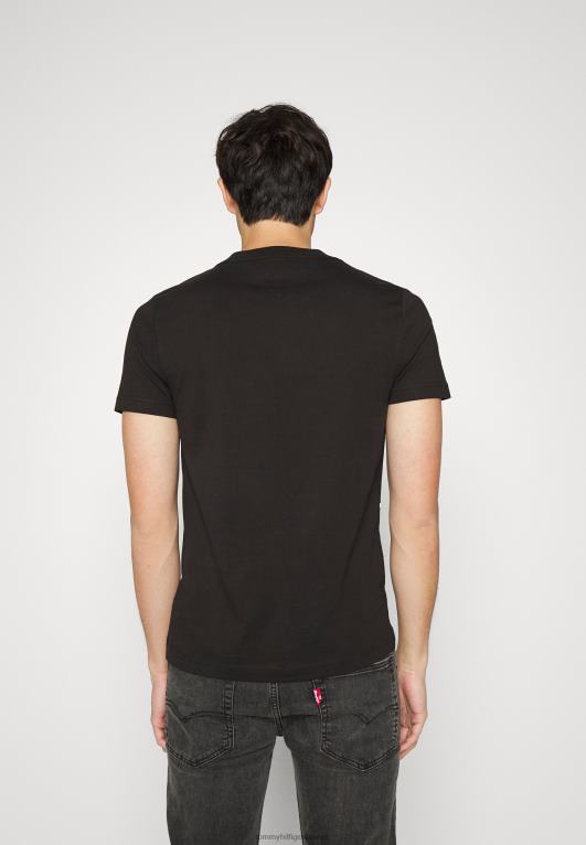 أسود Tommy Hilfiger تي شيرت بطبعة علم كبير 446447587