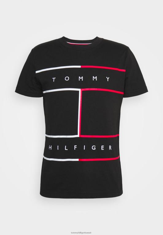 أسود Tommy Hilfiger تي شيرت بطبعة علم كبير 446447587