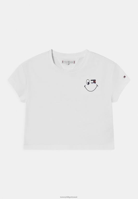 أبيض Tommy Hilfiger تي شيرت بطبعة علم المرح المتلألئ 446447613