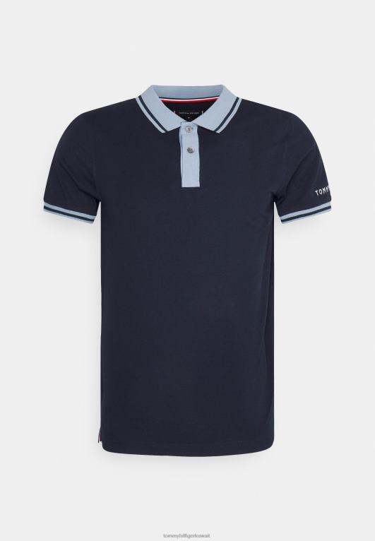 سماء الصحراء Tommy Hilfiger قميص بولو نحيف ذو أطراف نظيفة 446447637