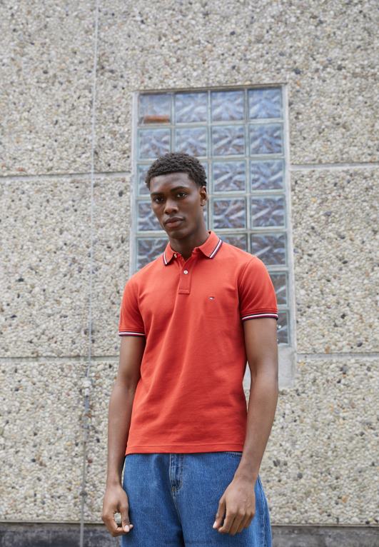 الزنجفر الأحمر Tommy Hilfiger قميص بولو رفيع مقلوب 446447641