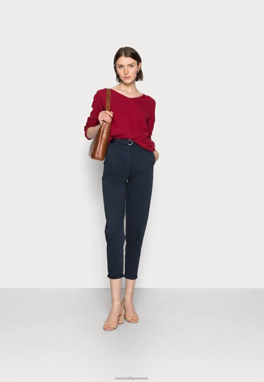 أزرق Tommy Hilfiger مزيج الحزام مدبب تشينو بانت تشينو 446447657