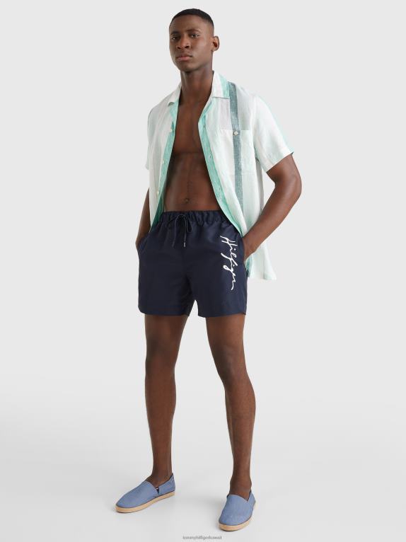 سماء الصحراء Tommy Hilfiger شورت سباحة متوسط ​​الطول ذو قصة عادية 44644767