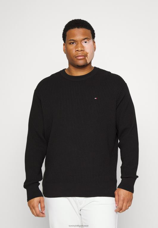 أسود Tommy Hilfiger سترة ذات هيكل شبكي برقبة دائرية 446447709