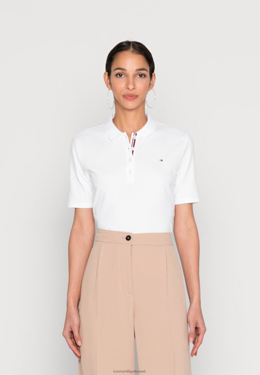 الأبيض البصري Tommy Hilfiger قميص بولو ريج الأساسي 446447727