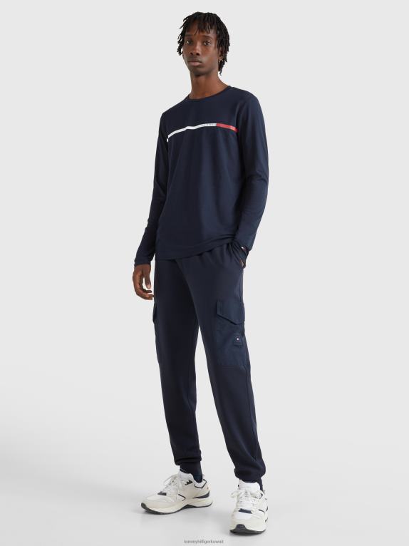 سماء الصحراء Tommy Hilfiger تيشيرت بأكمام طويلة وقصة ضيقة بلونين 44644774