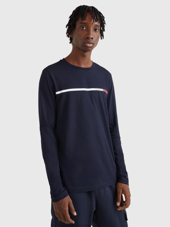 سماء الصحراء Tommy Hilfiger تيشيرت بأكمام طويلة وقصة ضيقة بلونين 44644774